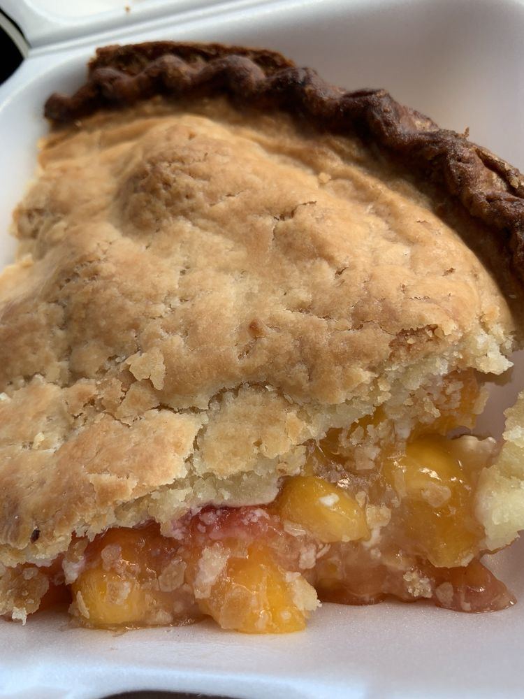 A slice of peach pie